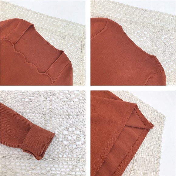 Red Orange Long Sweater Dress - Picture 11 of 11